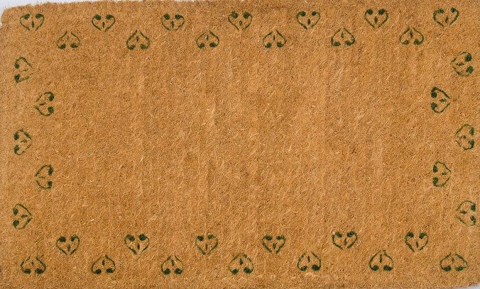 Sprinkled Hearts Handwoven Green Coco Doormat - Image 3