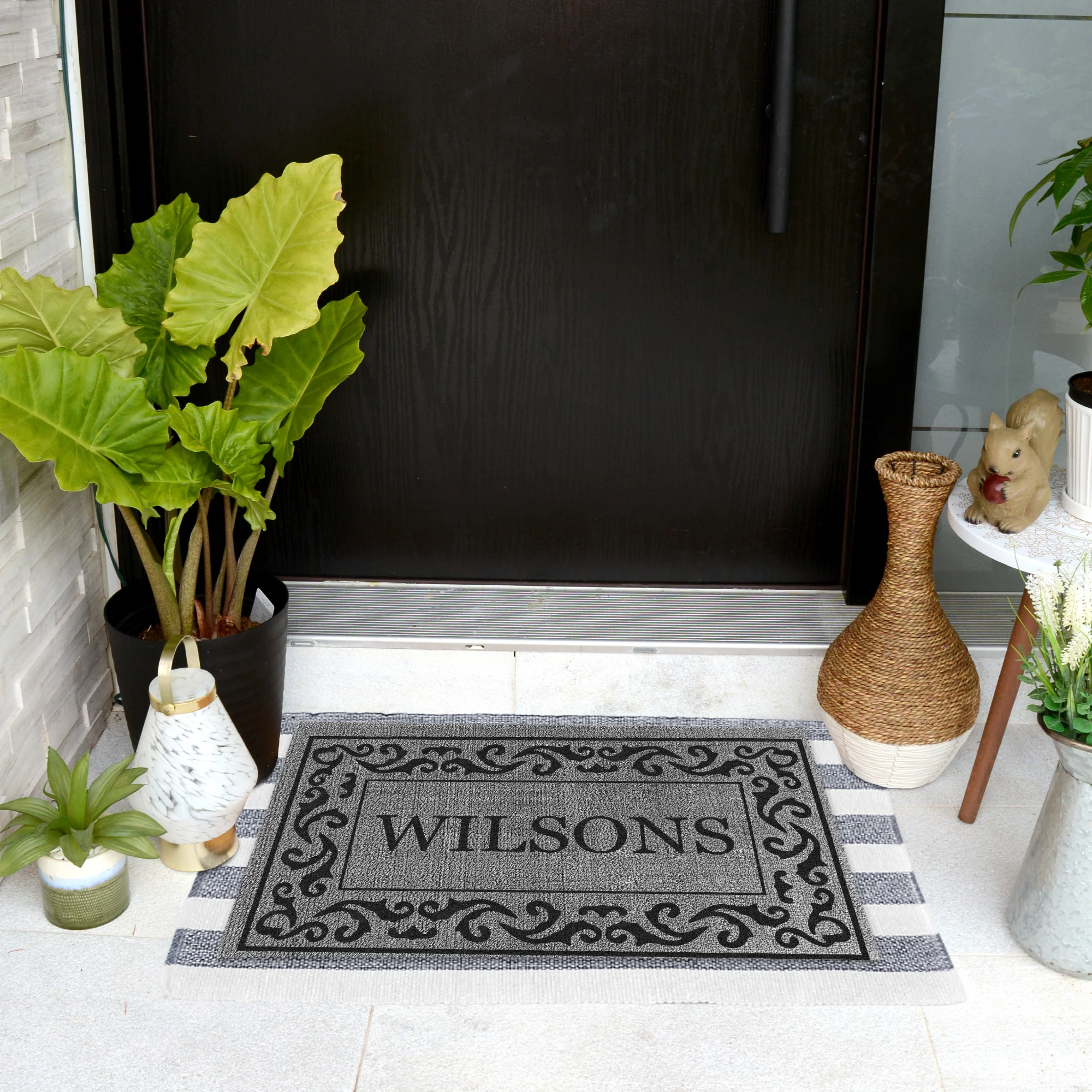 Decor Loop Rolling Scrolls Border Personalized Doormats - Image 3
