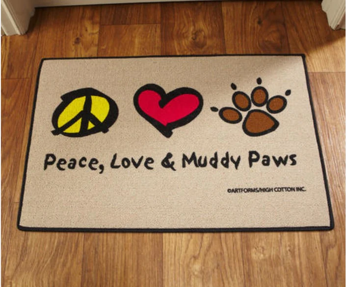 Peace, Love Muddy Paws Olefin Doormat - Image 2