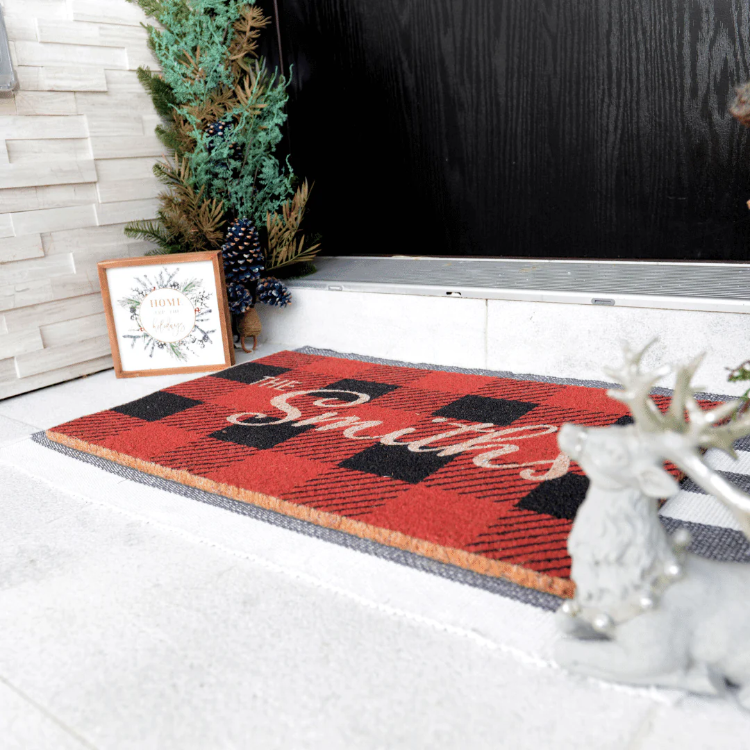 Personalized Checkered Christmas Doormat - Image 4