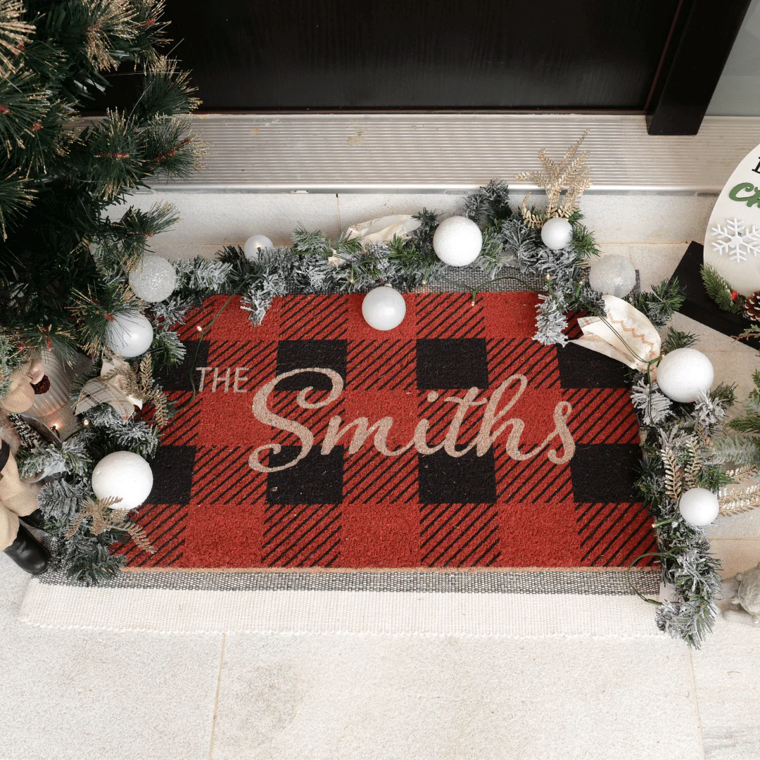 Personalized Checkered Christmas Doormat - Image 5