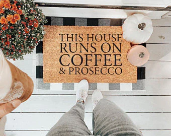 Coffee and Prosecco Vinyl Coir Doormat - Image 3