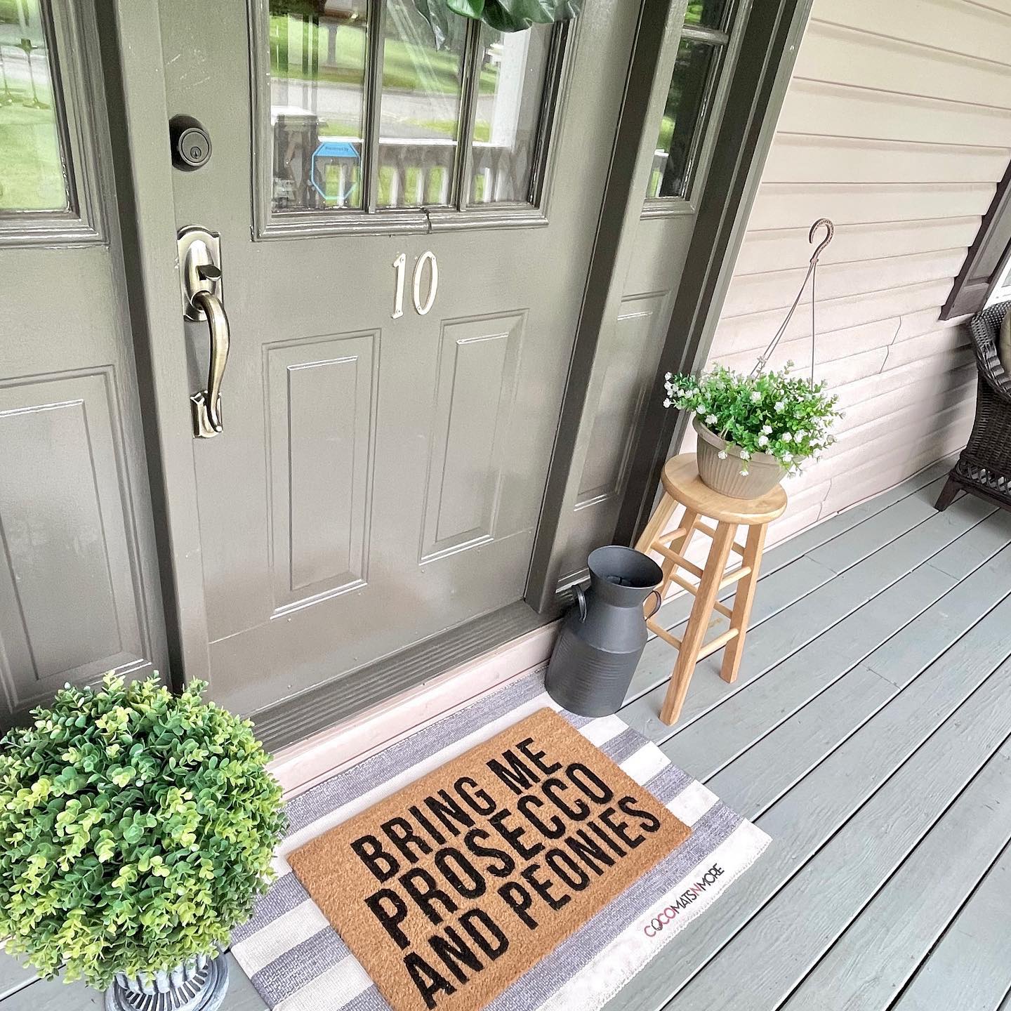 Prosecco and Peonies Vinyl Coir Doormat - Image 4